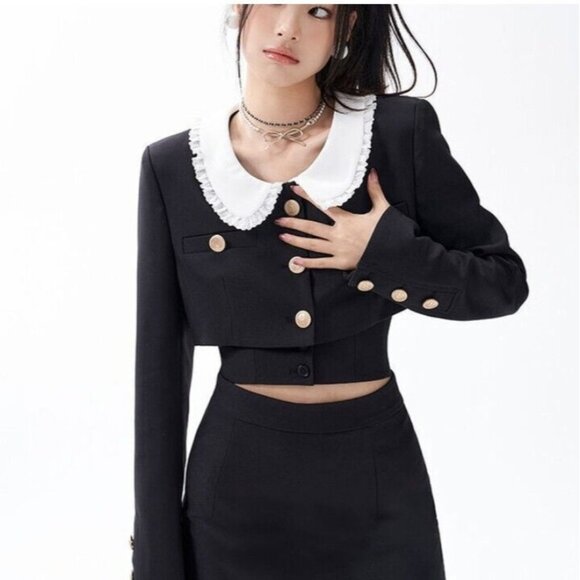 Underpass Korean style Peter Pan collar cropped wemens jacket Size S - Picture 2 of 13